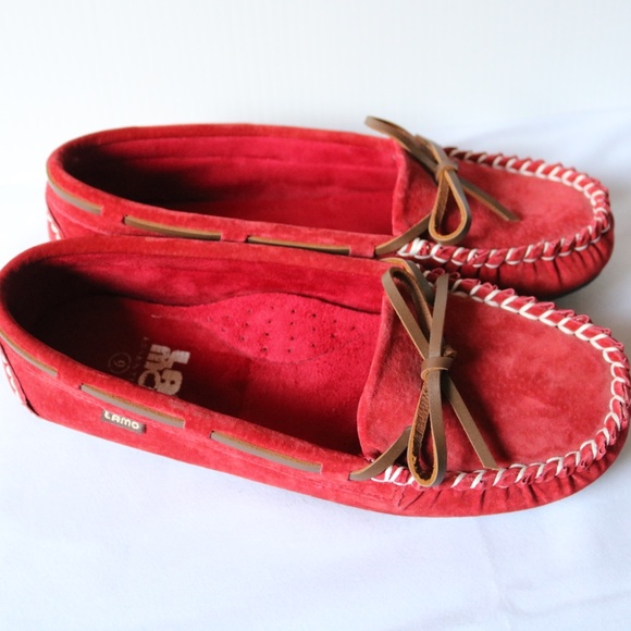LAMO Red Suede Moccasins Indoor Outdoor Women's Size 9 (fits like an 8.5) Fall - Picture 7 of 12